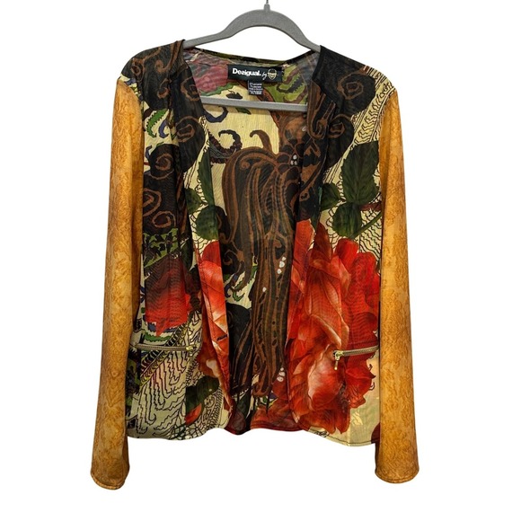 Desigual Tops - Desigual Mesh Floral Print Lightweight Open Front Jacket EU 44 US M-L